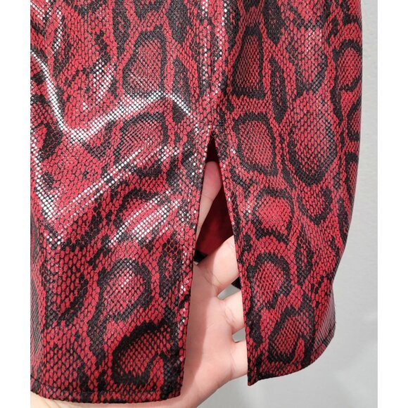 Windsor Red & Black Snake Print Mini Party Skirt with Slit Size S - Picture 2 of 8